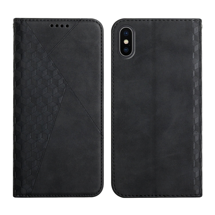 For iPhone XR Diamond Pattern Splicing Skin Feel Magnetic Horizontal Flip Leather Case with Card Slots & Holder & Wallet(Black) - More iPhone Cases by buy2fix | Online Shopping UK | buy2fix