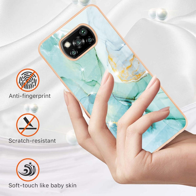 For Xiaomi Poco X3 NFC Electroplating Marble Pattern Dual-side IMD TPU Shockproof Case(Green 003) - Xiaomi Cases by buy2fix | Online Shopping UK | buy2fix