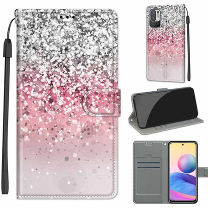 Voltage Coloured Drawing Magnetic Clasp Horizontal Flip PU Leather Case with Holder & Card Slots For Xiaomi Redmi Note 10 5G(C13 Silver Pink Glitter) - Xiaomi Cases by buy2fix | Online Shopping UK | buy2fix