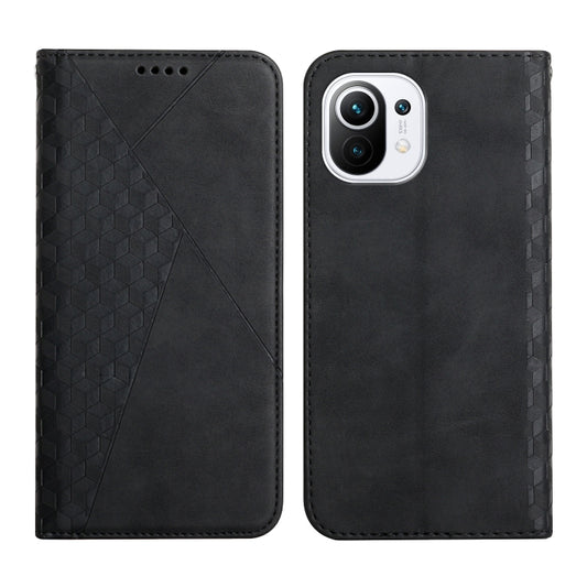 For Xiaomi Mi 11 Diamond Pattern Splicing Skin Feel Magnetic Horizontal Flip Leather Case with Card Slots & Holder & Wallet(Black) - Xiaomi Cases by buy2fix | Online Shopping UK | buy2fix