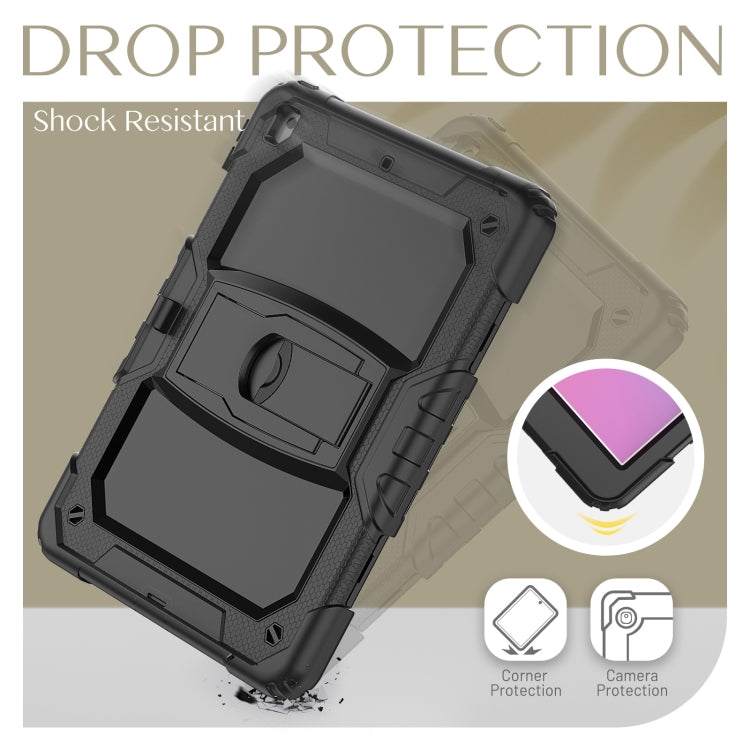 For iPad 10.2 2021 / 2020 / 2019 Shockproof Colorful Silica Gel + PC Protective Case with Holder & Shoulder Strap(Black) - iPad 10.2 Cases by buy2fix | Online Shopping UK | buy2fix