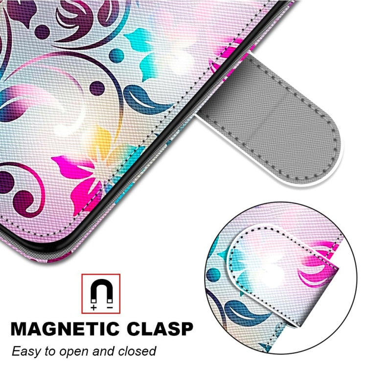 For OPPO A93 5G / A93s 5G / A54 5G / A74 5G Coloured Drawing Cross Texture Horizontal Flip PU Leather Case with Holder & Card Slots & Wallet & Lanyard(Gradient Colorful Flower) - OPPO Cases by buy2fix | Online Shopping UK | buy2fix