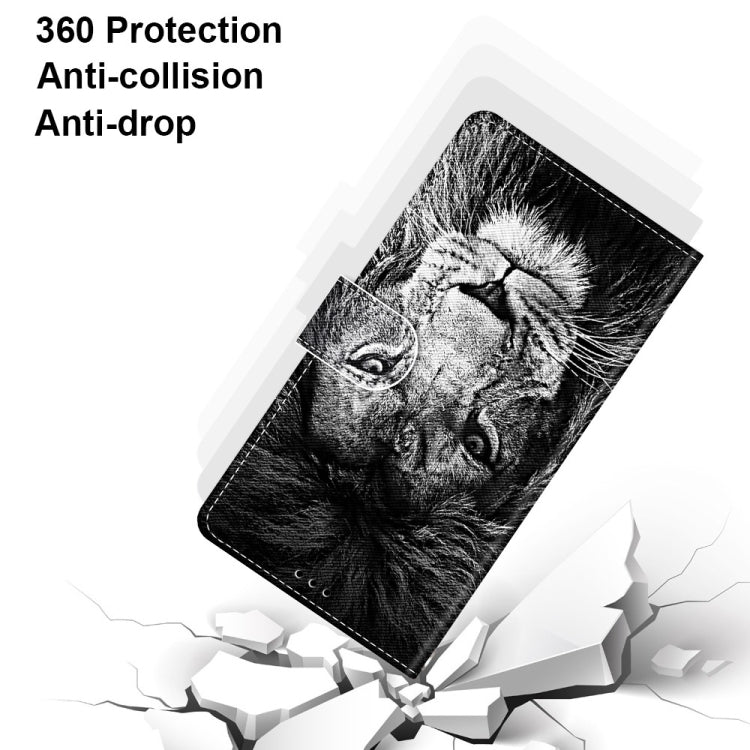 For OPPO A93 5G / A93s 5G / A54 5G / A74 5G Coloured Drawing Cross Texture Horizontal Flip PU Leather Case with Holder & Card Slots & Wallet & Lanyard(Black White Lion Head) - OPPO Cases by buy2fix | Online Shopping UK | buy2fix