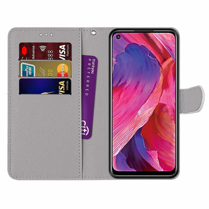 For OPPO A93 5G / A93s 5G / A54 5G / A74 5G Coloured Drawing Cross Texture Horizontal Flip PU Leather Case with Holder & Card Slots & Wallet & Lanyard(Chrysanthemum Pink White Purple) - OPPO Cases by buy2fix | Online Shopping UK | buy2fix