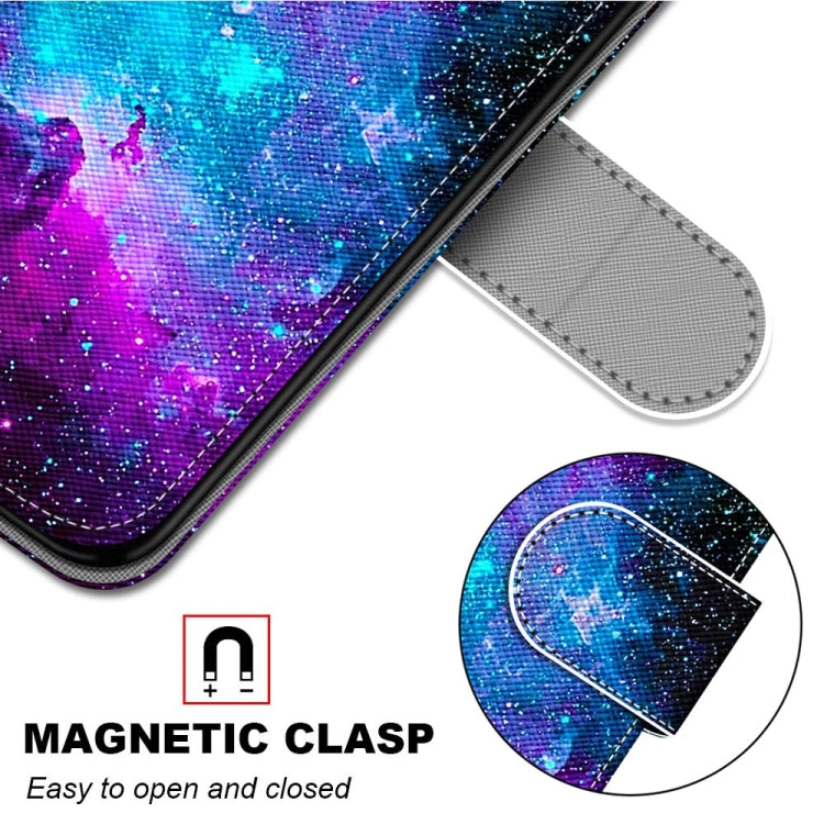 For OPPO A93 5G / A93s 5G / A54 5G / A74 5G Coloured Drawing Cross Texture Horizontal Flip PU Leather Case with Holder & Card Slots & Wallet & Lanyard(Purple Green Starry Sky) - OPPO Cases by buy2fix | Online Shopping UK | buy2fix