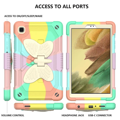 Beige PC + Silicone Anti-drop Protective Case with Butterfly Shape Holder & Pen Slot For Samsung Galaxy Tab A7 Lite 8.7 SM-T220 / SM-T225(Colorful Rose Gold) - Tab A7 Lite T220 / T225 by buy2fix | Online Shopping UK | buy2fix