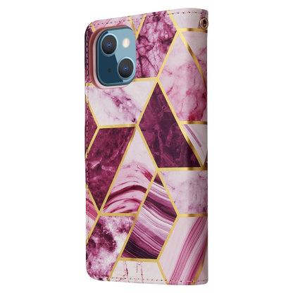 For iPhone 13 mini Marble Bronzing Stitching Horizontal Flip PU Leather Case with Holder & Card Slots & Wallet & Photo Frame (Purple) - iPhone 13 mini Cases by buy2fix | Online Shopping UK | buy2fix