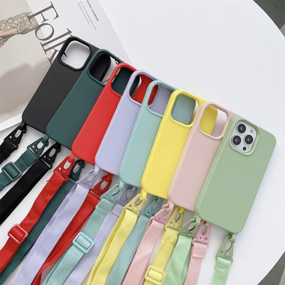 For iPhone 13 mini Elastic Silicone Protective Case with Wide Neck Lanyard (Sky Blue) - iPhone 13 mini Cases by buy2fix | Online Shopping UK | buy2fix