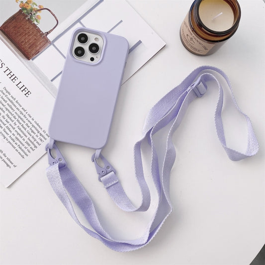 For iPhone 11 Pro Elastic Silicone Protective Case with Wide Neck Lanyard (Purple) - iPhone 11 Pro Cases by buy2fix | Online Shopping UK | buy2fix