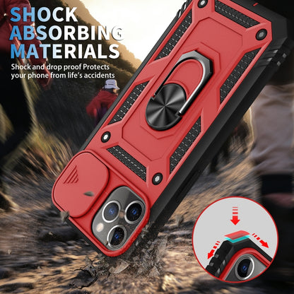 For iPhone 11 Pro Sliding Camera Cover Design TPU + PC Protective Case with 360 Degree Rotating Holder & Card Slot (Red+Black) - iPhone 11 Pro Cases by buy2fix | Online Shopping UK | buy2fix