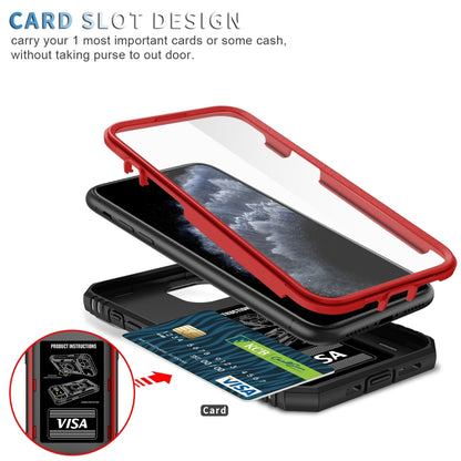 For iPhone 11 Pro Sliding Camera Cover Design TPU + PC Protective Case with 360 Degree Rotating Holder & Card Slot (Red+Black) - iPhone 11 Pro Cases by buy2fix | Online Shopping UK | buy2fix