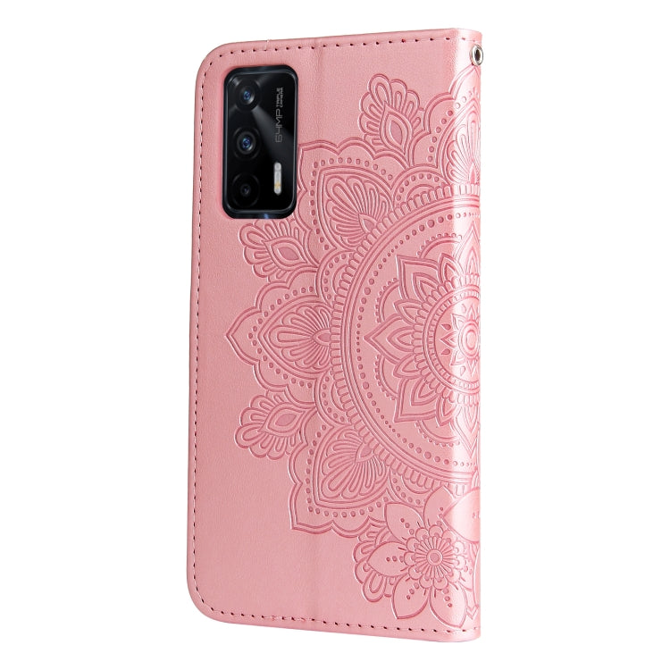 For OPPO Realme GT Master / Realme Q3 Pro 7-petal Flowers Embossing Pattern Horizontal Flip PU Leather Case with Holder & Card Slots & Wallet & Photo Frame(Rose Gold) - Realme Cases by buy2fix | Online Shopping UK | buy2fix