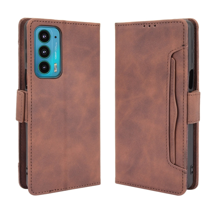 For Motorola Edge 20 Skin Feel Calf Pattern Horizontal Flip Leather Case with Holder & Card Slots & Photo Frame(Brown) - Motorola Cases by buy2fix | Online Shopping UK | buy2fix