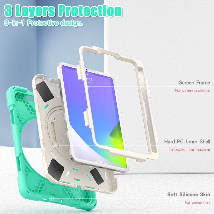 For iPad mini 6 Silicone + PC Protective Tablet Case with Holder & Shoulder Strap(Mint Green) - iPad mini 6 Cases by buy2fix | Online Shopping UK | buy2fix