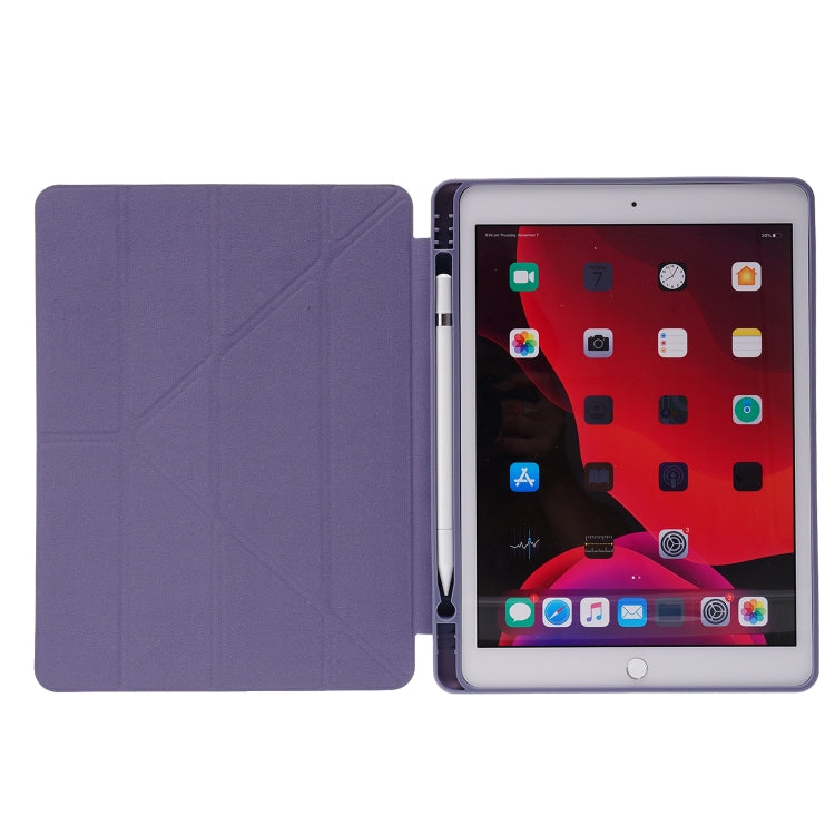 For iPad 10.2 2021 / 2020 / 2019 Deformation Transparent Acrylic Horizontal Flip PU Leather Case with Multi-folding Holder & Sleep / Wake-up Function & Pen Slot(Lavender Grey) - iPad 10.2 Cases by buy2fix | Online Shopping UK | buy2fix