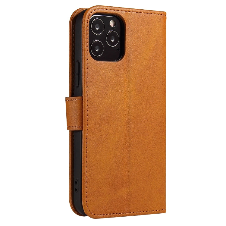 For iPhone 12 / 12 Pro Calf Texture Buckle Horizontal Flip Leather Case with Holder & Card Slots & Wallet(Khaki) - iPhone 12 / 12 Pro Cases by buy2fix | Online Shopping UK | buy2fix