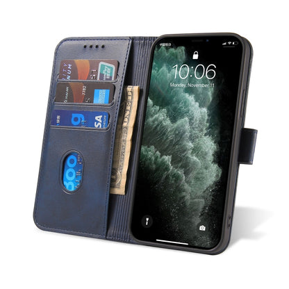 For iPhone 12 / 12 Pro Calf Texture Buckle Horizontal Flip Leather Case with Holder & Card Slots & Wallet(Blue) - iPhone 12 / 12 Pro Cases by buy2fix | Online Shopping UK | buy2fix