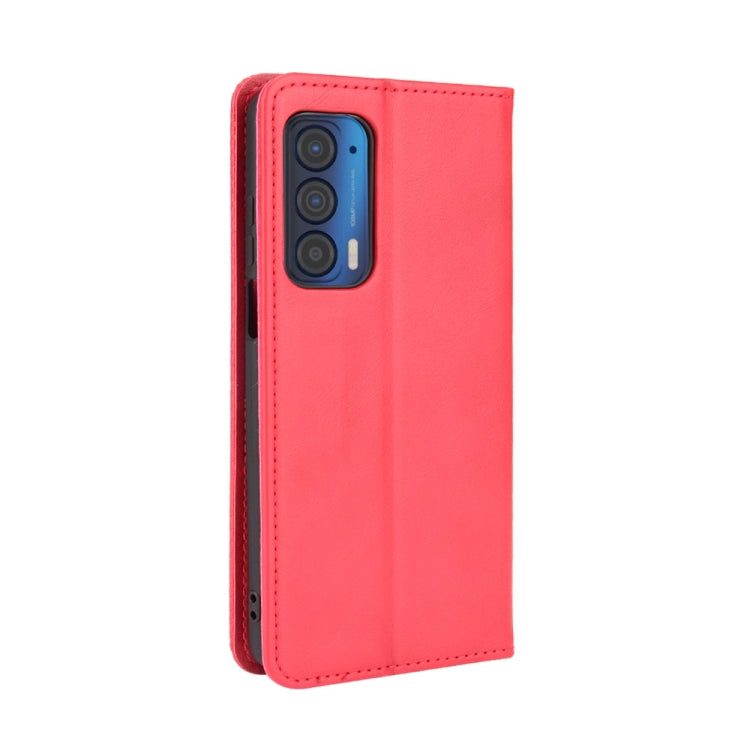 For Motorola Edge 2021 Magnetic Buckle Retro Pattern Horizontal Flip Leather Case with Holder & Card Slot & Wallet(Red) - Motorola Cases by buy2fix | Online Shopping UK | buy2fix