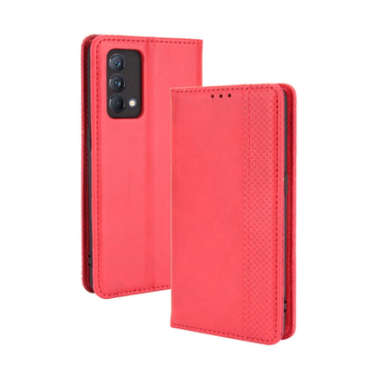 For OPPO Realme GT Master Magnetic Buckle Retro Pattern Horizontal Flip Leather Case with Holder & Card Slot & Wallet(Red) - Realme Cases by buy2fix | Online Shopping UK | buy2fix