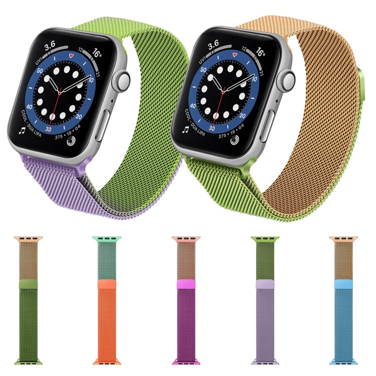 Gradient Color Milan Watch Band For Apple Watch Series 7 41mm/6&SE&5&4 40mm/3&2&1 38mm(Purple Rose Pink) - Watch Bands by buy2fix | Online Shopping UK | buy2fix