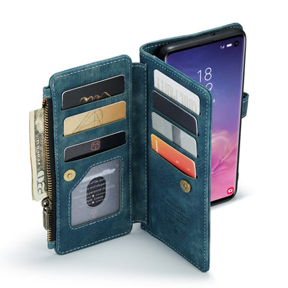 For Samsung Galaxy S10 CaseMe-C30 PU + TPU Multifunctional Horizontal Flip Leather Case with Holder & Card Slot & Wallet & Zipper Pocket(Blue) - Galaxy Phone Cases by CaseMe | Online Shopping UK | buy2fix