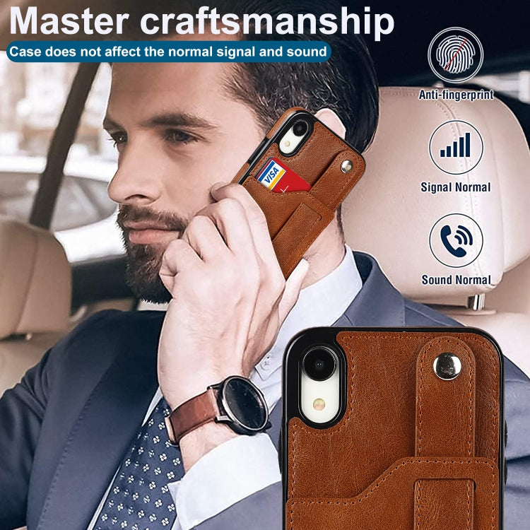 For iPhone XR Crazy Horse Texture Shockproof TPU + PU Leather Case with Card Slot & Wrist Strap Holder(Brown) - More iPhone Cases by buy2fix | Online Shopping UK | buy2fix