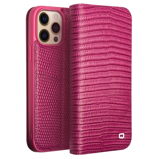 For iPhone 13 Pro QIALINO Small Crocodile Texture Horizontal Flip Leather Case with Holder & Card Slots & Wallet (Rose Red) - iPhone 13 Pro Cases by QIALINO | Online Shopping UK | buy2fix