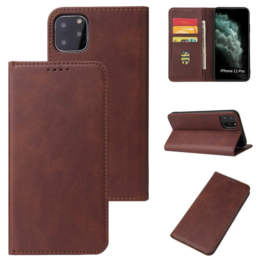 For iPhone 11 Pro Calf Texture Magnetic Horizontal Flip Leather Case with Holder & Card Slots & Wallet (Brown) - iPhone 11 Pro Cases by buy2fix | Online Shopping UK | buy2fix