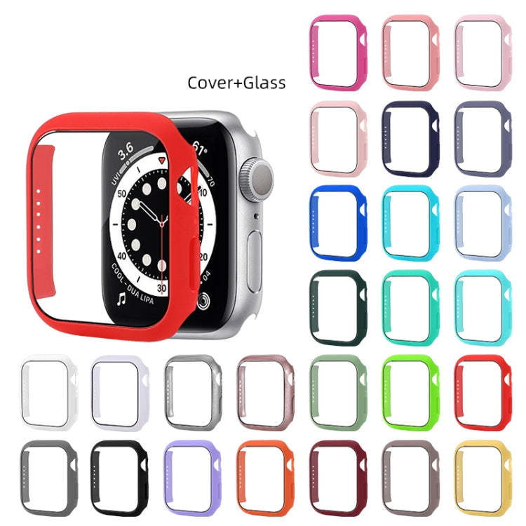 Shockproof PC Protective Case with Tempered Glass Film For Apple Watch Series 8 / 7 41mm(Pink) - Watch Cases by buy2fix | Online Shopping UK | buy2fix