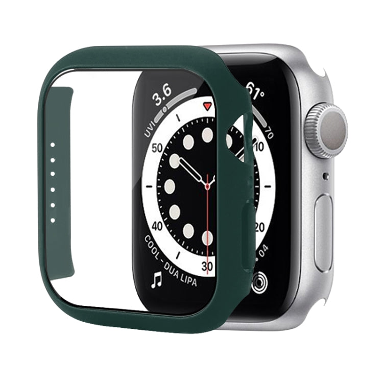 Shockproof PC Protective Case with Tempered Glass Film For Apple Watch Series 8 / 7 45mm(Dark Green) - Watch Cases by buy2fix | Online Shopping UK | buy2fix