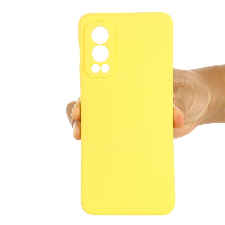 For OnePlus Nord 2 5G Solid Color Liquid Silicone Shockproof Full Coverage Protective Case(Yellow) - OnePlus Cases by buy2fix | Online Shopping UK | buy2fix