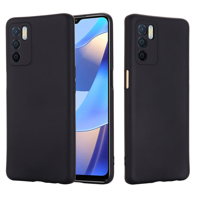 For OPPO A16 / A16S Foreign Version Solid Color Liquid Silicone Shockproof Full Coverage Protective Case(Black) - OPPO Cases by buy2fix | Online Shopping UK | buy2fix