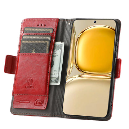 For Huawei P50 Pro CaseNeo Business Splicing Dual Magnetic Buckle Horizontal Flip PU Leather Case with Holder & Card Slots & Wallet(Red) - Huawei Cases by buy2fix | Online Shopping UK | buy2fix