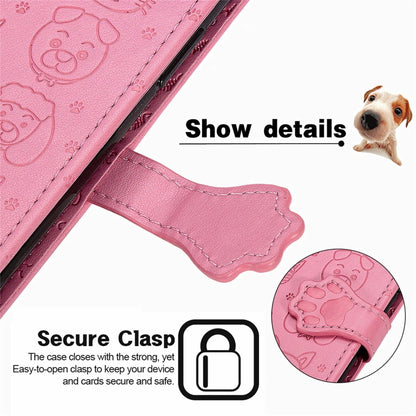 For Motorola Moto Edge 20 Lite Lovely Cat and Dog Embossing Pattern Horizontal Flip Leather Case , with Holder & Card Slots & Wallet & Cartoon Clasp & Lanyard(Pink) - Motorola Cases by buy2fix | Online Shopping UK | buy2fix