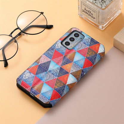 For Motorola Edge 20 Colorful Magnetic Horizontal Flip PU Leather Case with Holder & Card Slot & Wallet(Rhombus Mandala) - Motorola Cases by buy2fix | Online Shopping UK | buy2fix