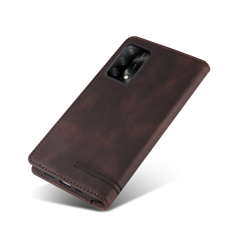 For OPPO F19 / A74 Skin Feel Anti-theft Brush Horizontal Flip Leather Case with Holder & Card Slots & Wallet(Brown) - OPPO Cases by buy2fix | Online Shopping UK | buy2fix