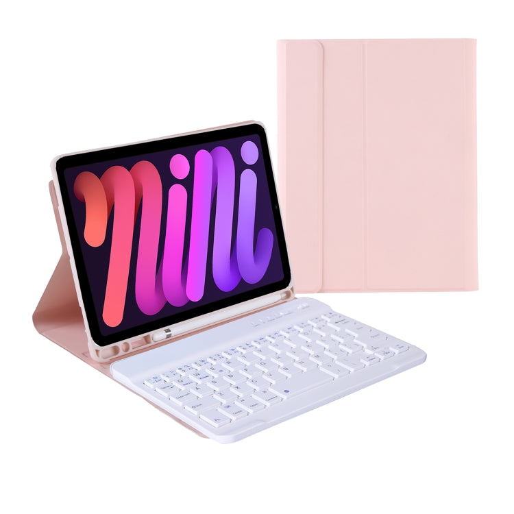 A06B Ultra-thin Detachable Bluetooth Keyboard Leather Tablet Case with Pen Slot & Holder for iPad mini 6(Pink) - For iPad mini by buy2fix | Online Shopping UK | buy2fix