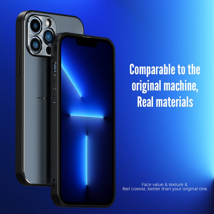 For iPhone 12 Pro Max R-JUST RJ-52 3-Line Style Metal TPU Shockproof Protective Case(Blue) - iPhone 12 Pro Max Cases by R-JUST | Online Shopping UK | buy2fix