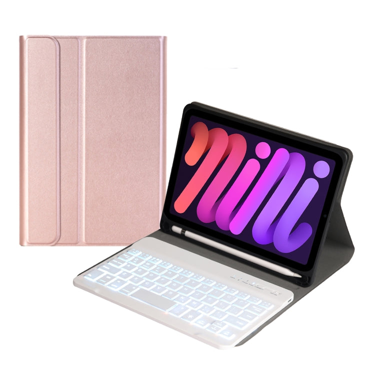 A06BS Ultra-thin Backlight Bluetooth Keyboard Leather Tablet Case with Holder & Pen Slot For iPad mini 6(Rose Gold) - For iPad mini by buy2fix | Online Shopping UK | buy2fix