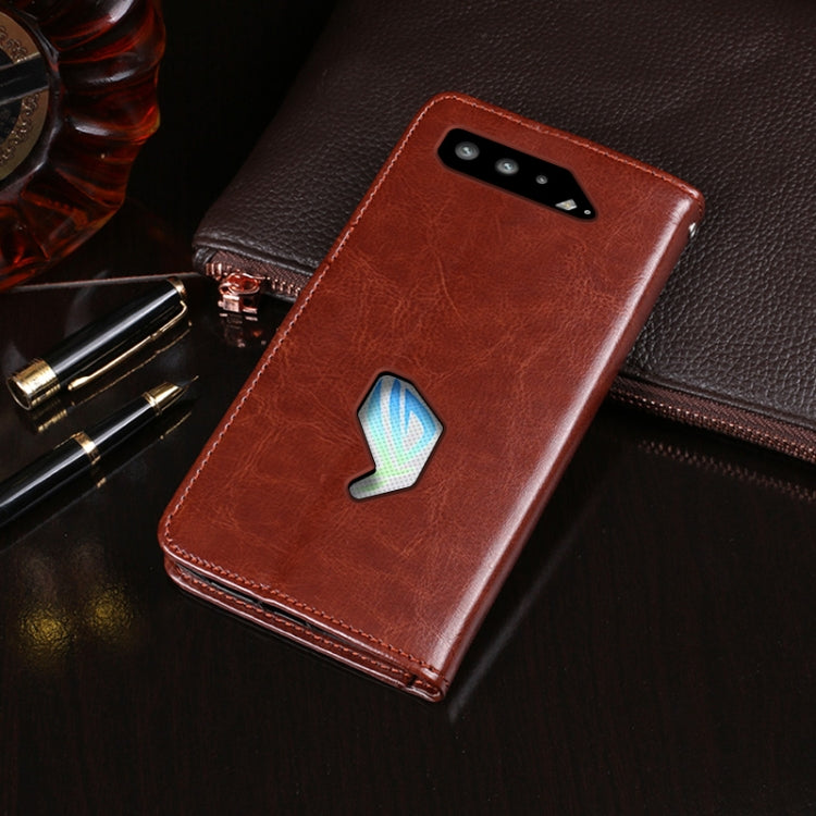 For Asus ROG Phone 5S idewei Crazy Horse Texture Horizontal Flip Leather Case with Holder & Card Slots & Wallet(Brown) - ASUS Cases by idewei | Online Shopping UK | buy2fix