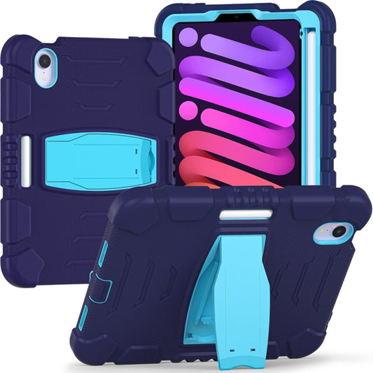 For iPad mini 6 3-Layer Protection Screen Frame + PC + Silicone Shockproof Combination Tablet Case with Holder(NavyBlue+Blue) - iPad mini 6 Cases by buy2fix | Online Shopping UK | buy2fix