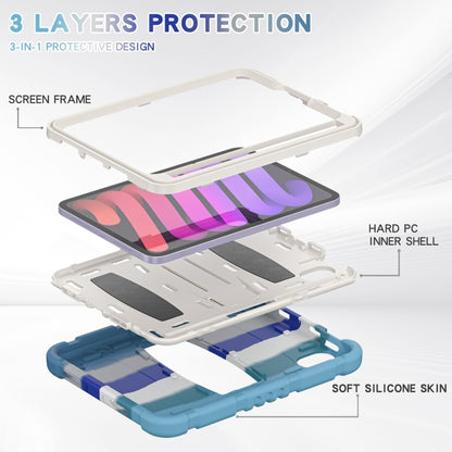 For iPad mini 6 3-Layer Protection Screen Frame + PC + Silicone Shockproof Combination Tablet Case with Holder(Colorful Blue) - iPad mini 6 Cases by buy2fix | Online Shopping UK | buy2fix