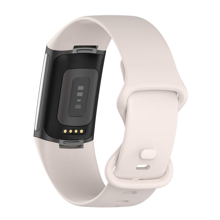 For Fitbit Charge 5 Silicone Watch Band, Size:S(Moon White) - Watch Bands by buy2fix | Online Shopping UK | buy2fix