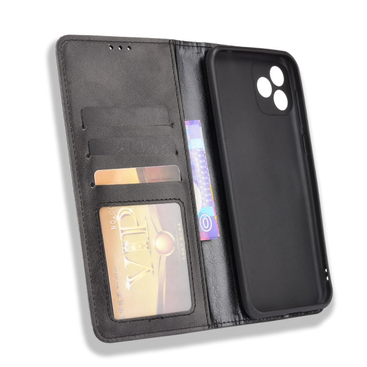 For Blackview Oscal C20 Magnetic Buckle Retro Crazy Horse Texture Horizontal Flip Leather Case with Holder & Card Slots & Photo Frame(Black) - More Brand by buy2fix | Online Shopping UK | buy2fix