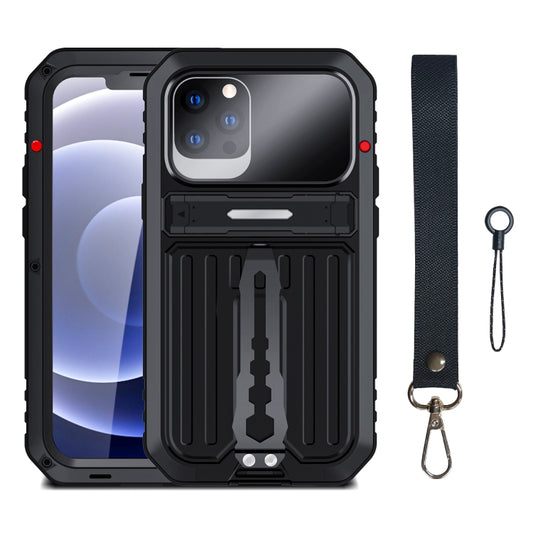 For iPhone 12 Pro Max Armor Shockproof Splash-proof Dust-proof Phone Case with Holder(Black) - iPhone 12 Pro Max Cases by buy2fix | Online Shopping UK | buy2fix