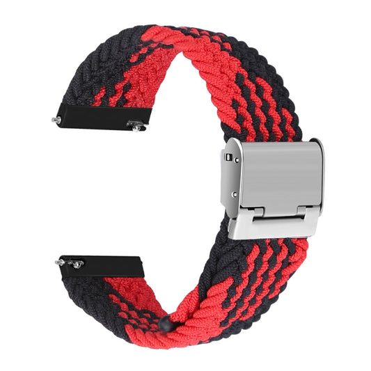 22mm Universal Metal Buckle Nylon Braided Watch Band(Z Black Red) - 22mm Bands by buy2fix | Online Shopping UK | buy2fix