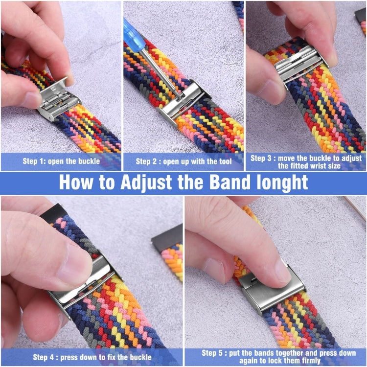 22mm Universal Metal Buckle Nylon Braided Watch Band(Dark Blue) - 22mm Bands by buy2fix | Online Shopping UK | buy2fix