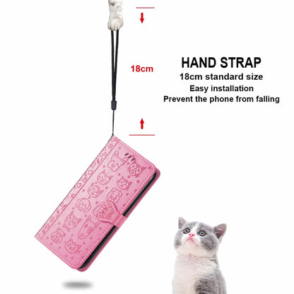 For Doogee N40 Pro Cat and Dog Embossed Horizontal Flip Phone Leather Case with Holder & Card Slot & Wallet & Lanyard(Pink) - More Brand by buy2fix | Online Shopping UK | buy2fix