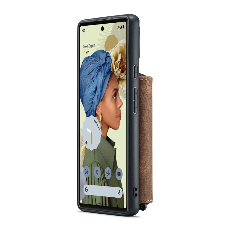 For Google Pixel 6 Pro JEEHOOD Magnetic Zipper Horizontal Flip Phone Leather Case(Brown) - Google Cases by JEEHOOD | Online Shopping UK | buy2fix