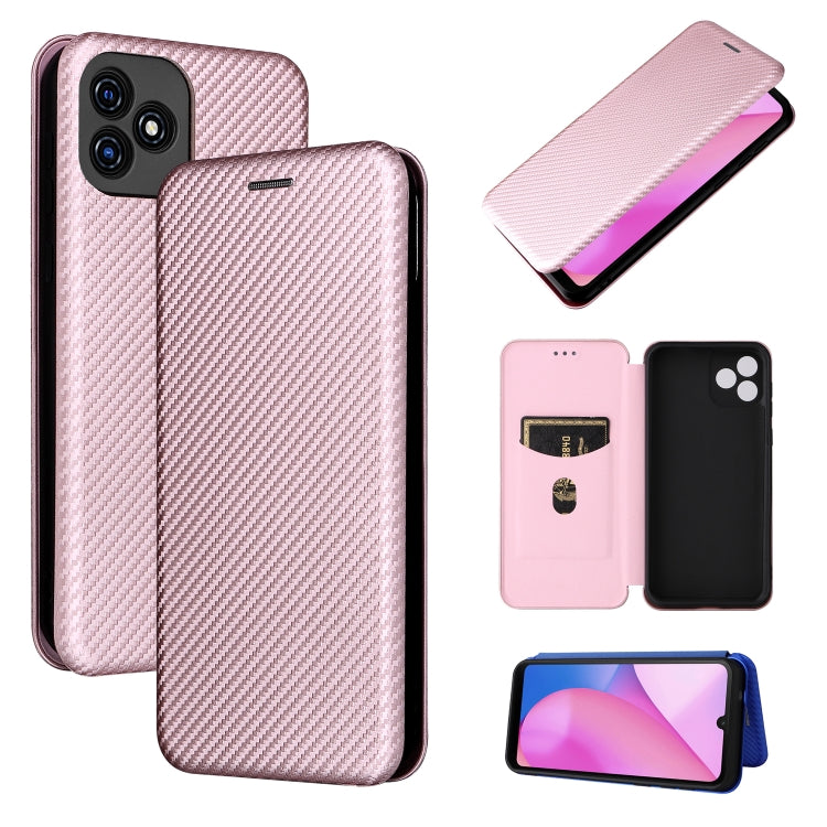 For Blackview Oscal C20 Carbon Fiber Texture Horizontal Flip Leather Phone Case with Card Slot(Pink) - More Brand by buy2fix | Online Shopping UK | buy2fix